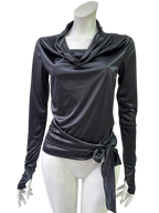 Sarah Pacini  Drapped Satine Longsleeve Top With Side/Back  Tie