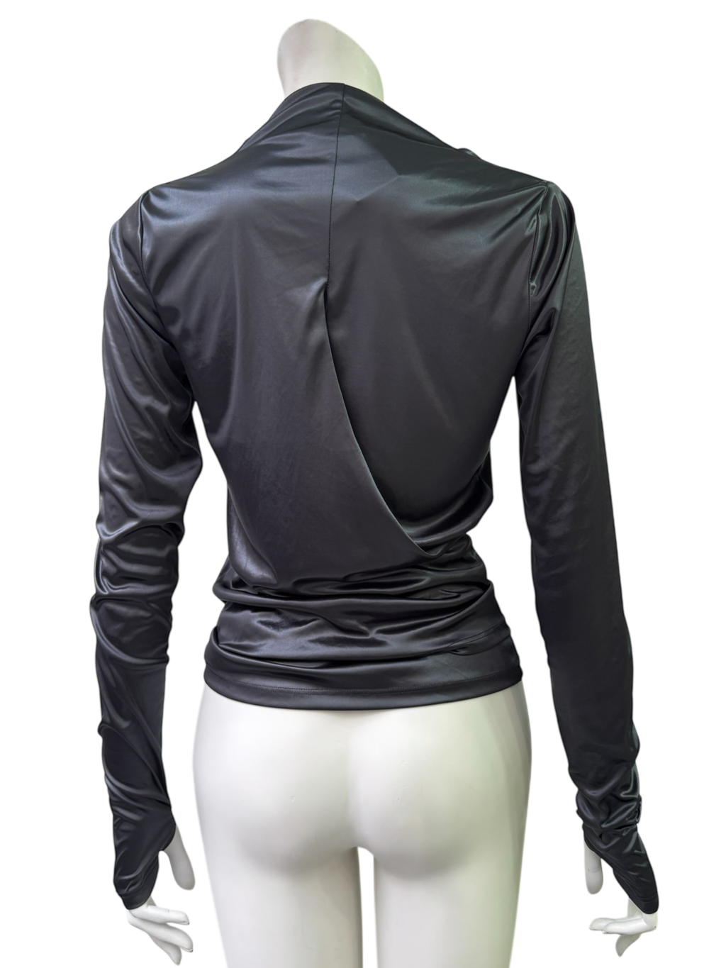 Sarah Pacini  Drapped Satine Longsleeve Top With Side/Back  Tie