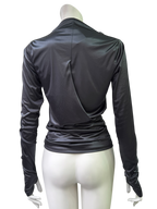 Sarah Pacini  Drapped Satine Longsleeve Top With Side/Back  Tie