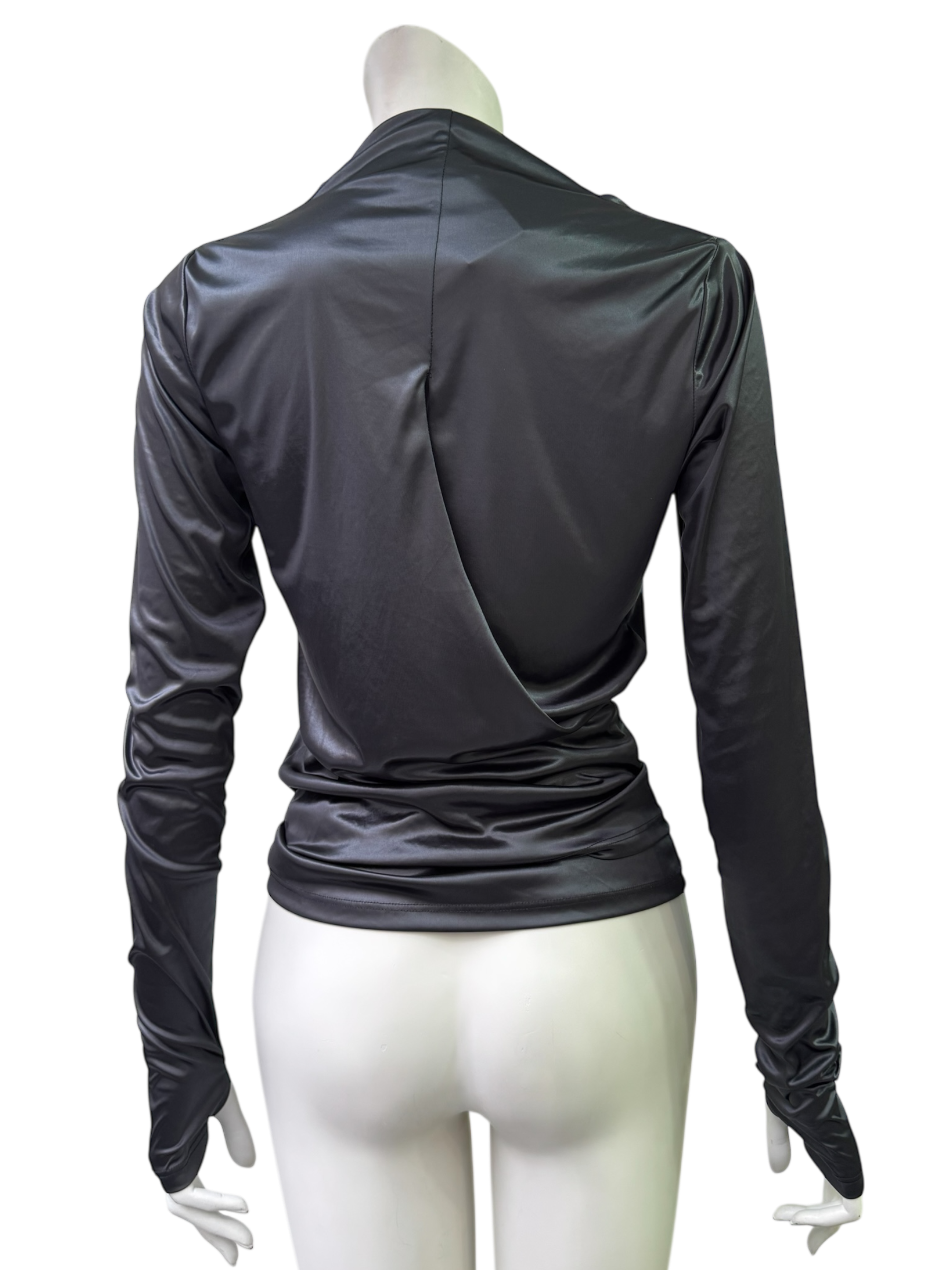 Sarah Pacini  Drapped Satine Longsleeve Top With Side/Back  Tie