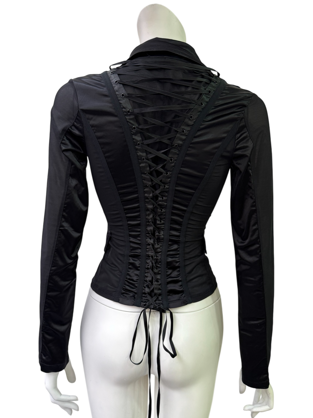 Black Lace Up Corset Blazer