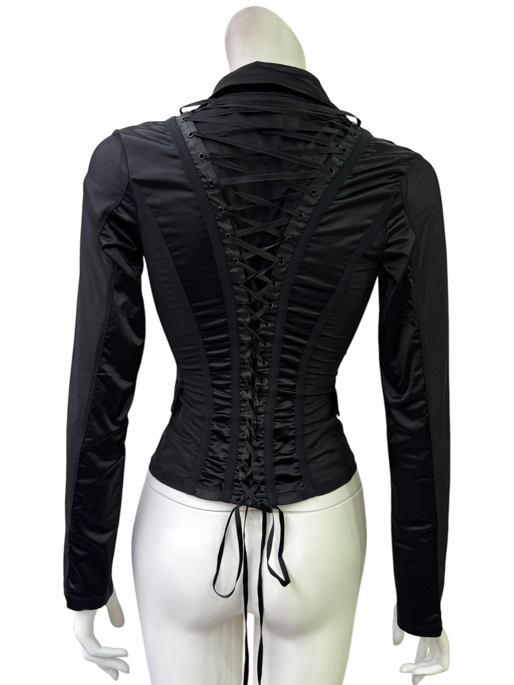Black Lace Up Corset Blazer