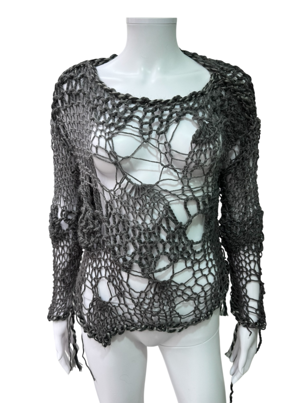 Handmade Open-Knit Distressed Sweater