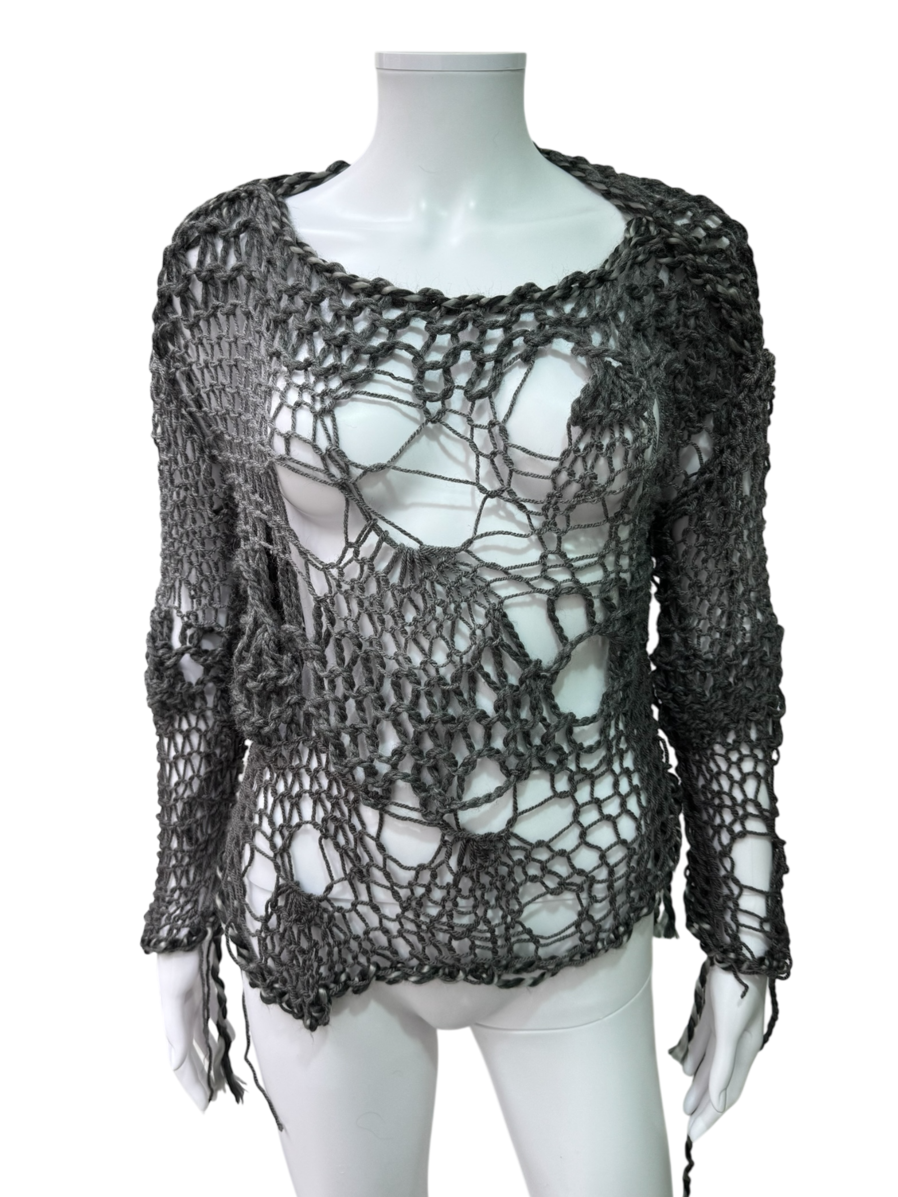 Handmade Open-Knit Distressed Sweater