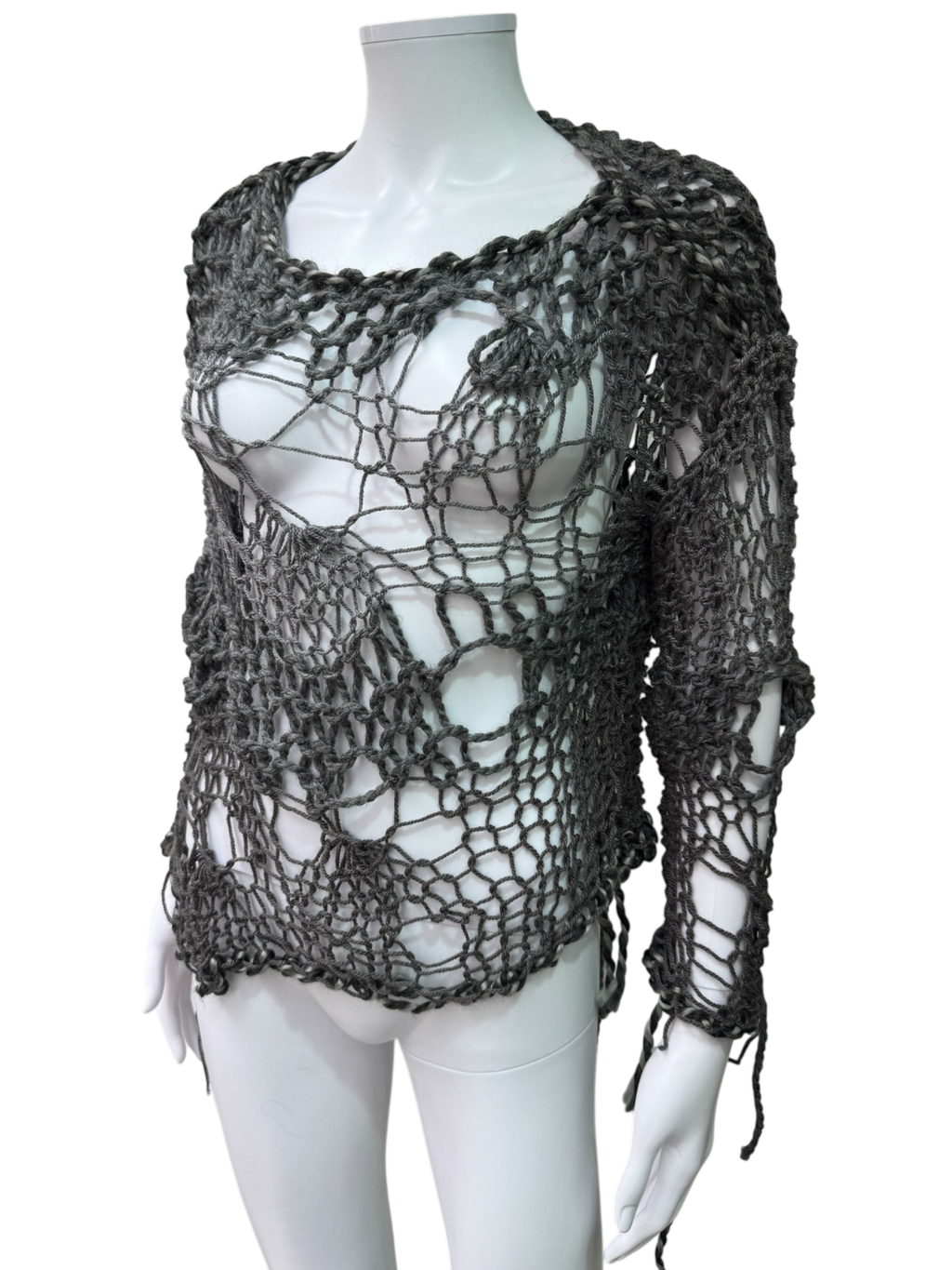 Handmade Open-Knit Distressed Sweater