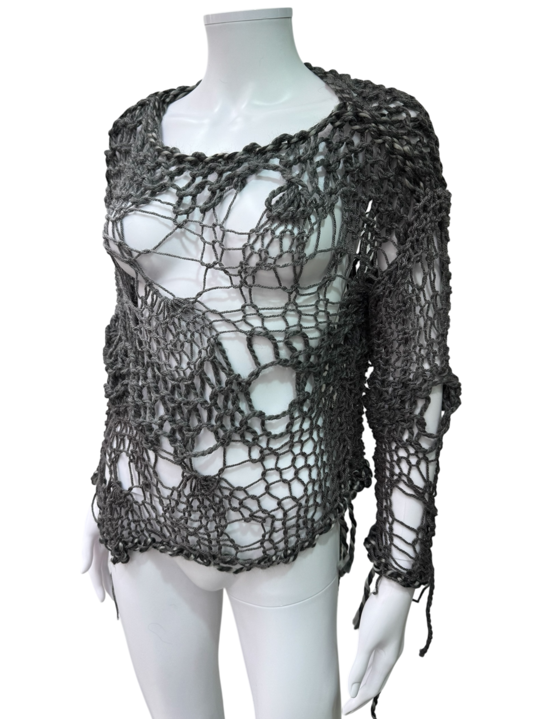 Handmade Open-Knit Distressed Sweater