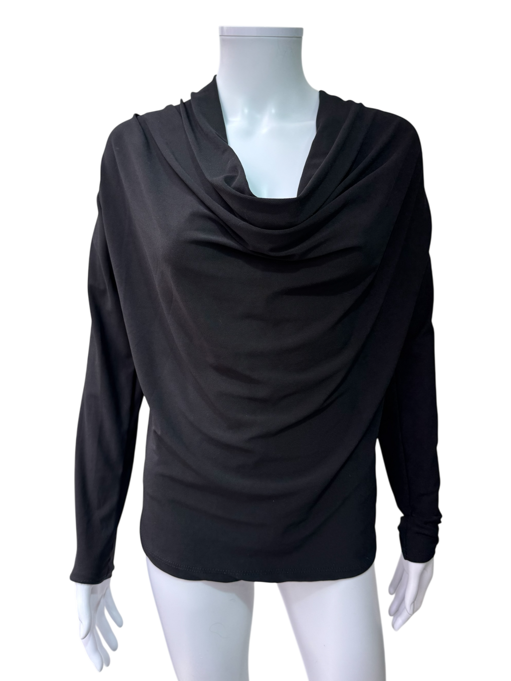 Italian Brand Black Draped Long Sleeve Top