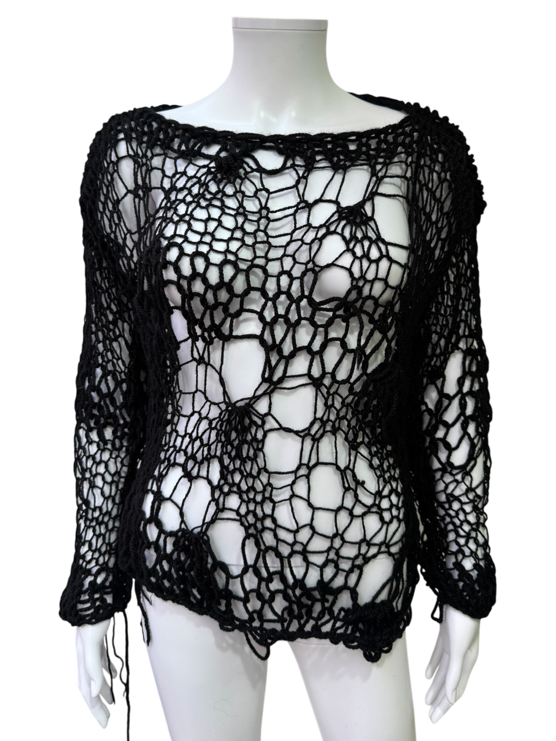 Handmade Open-Knit Distressed Sweater