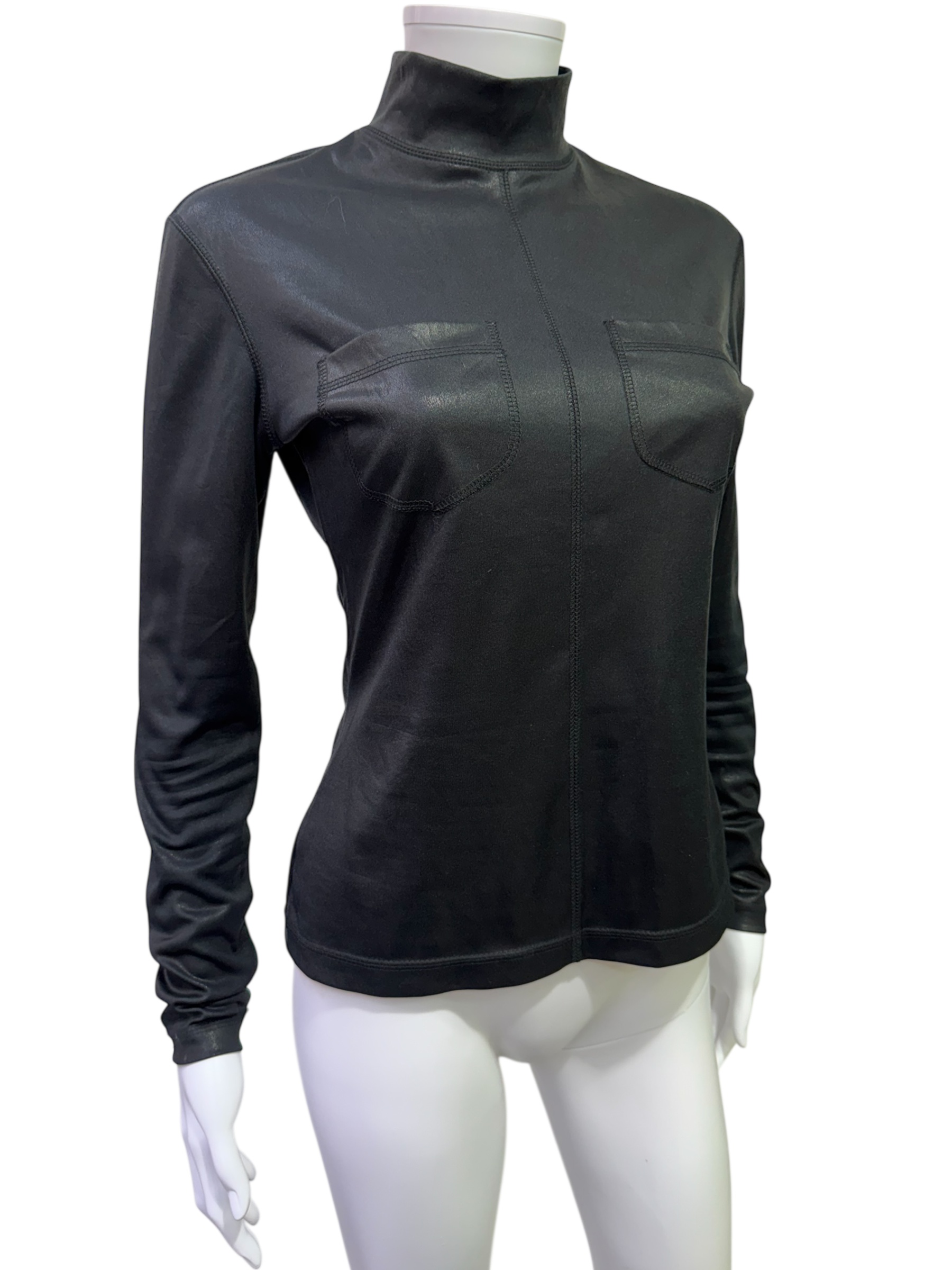 Plein Sud Wet Look Long sleeve Top