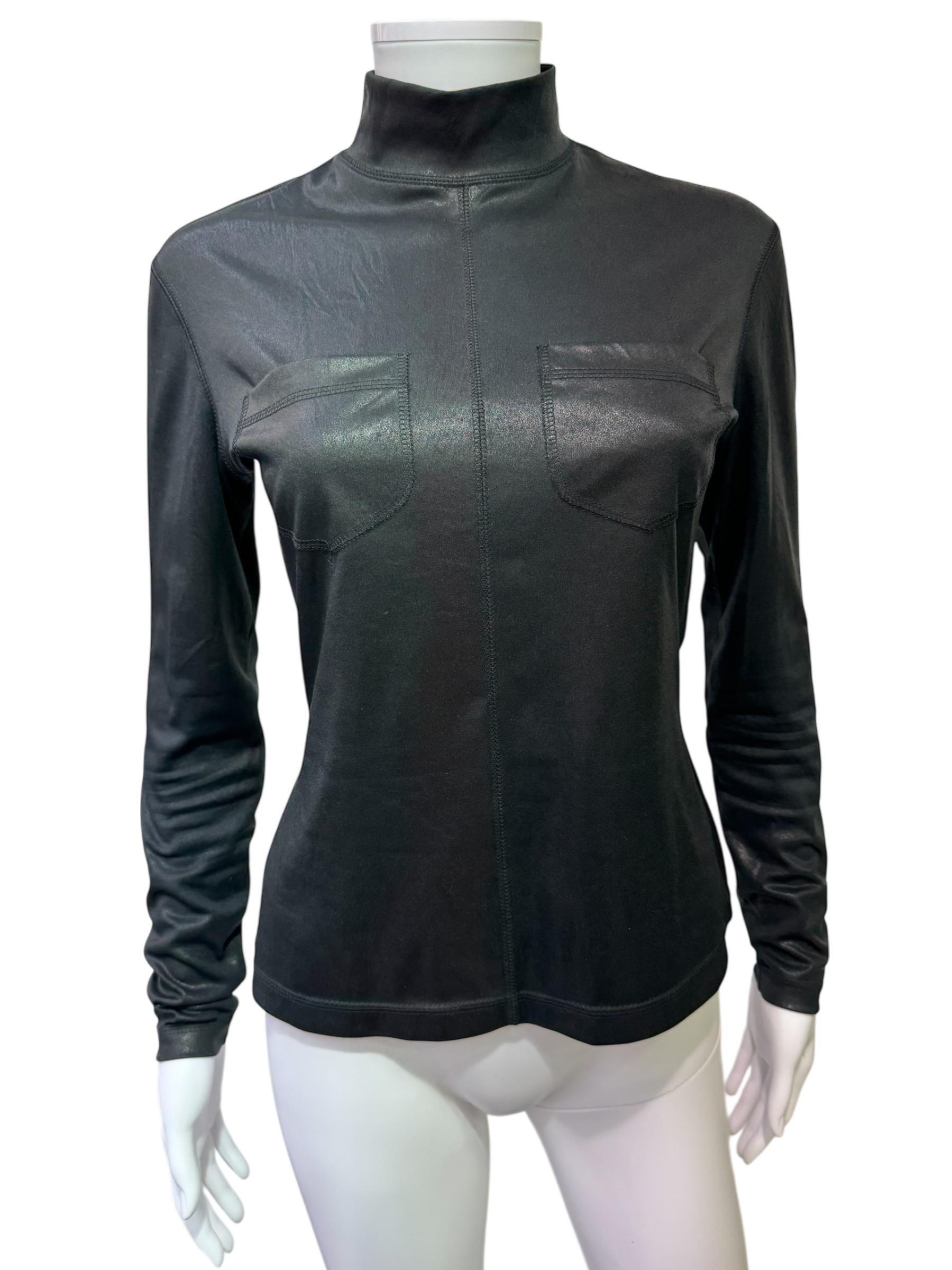 Plein Sud Wet Look Long sleeve Top