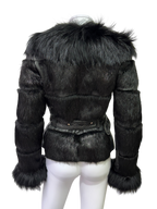 Vintage Black Fur Jacket With Belt