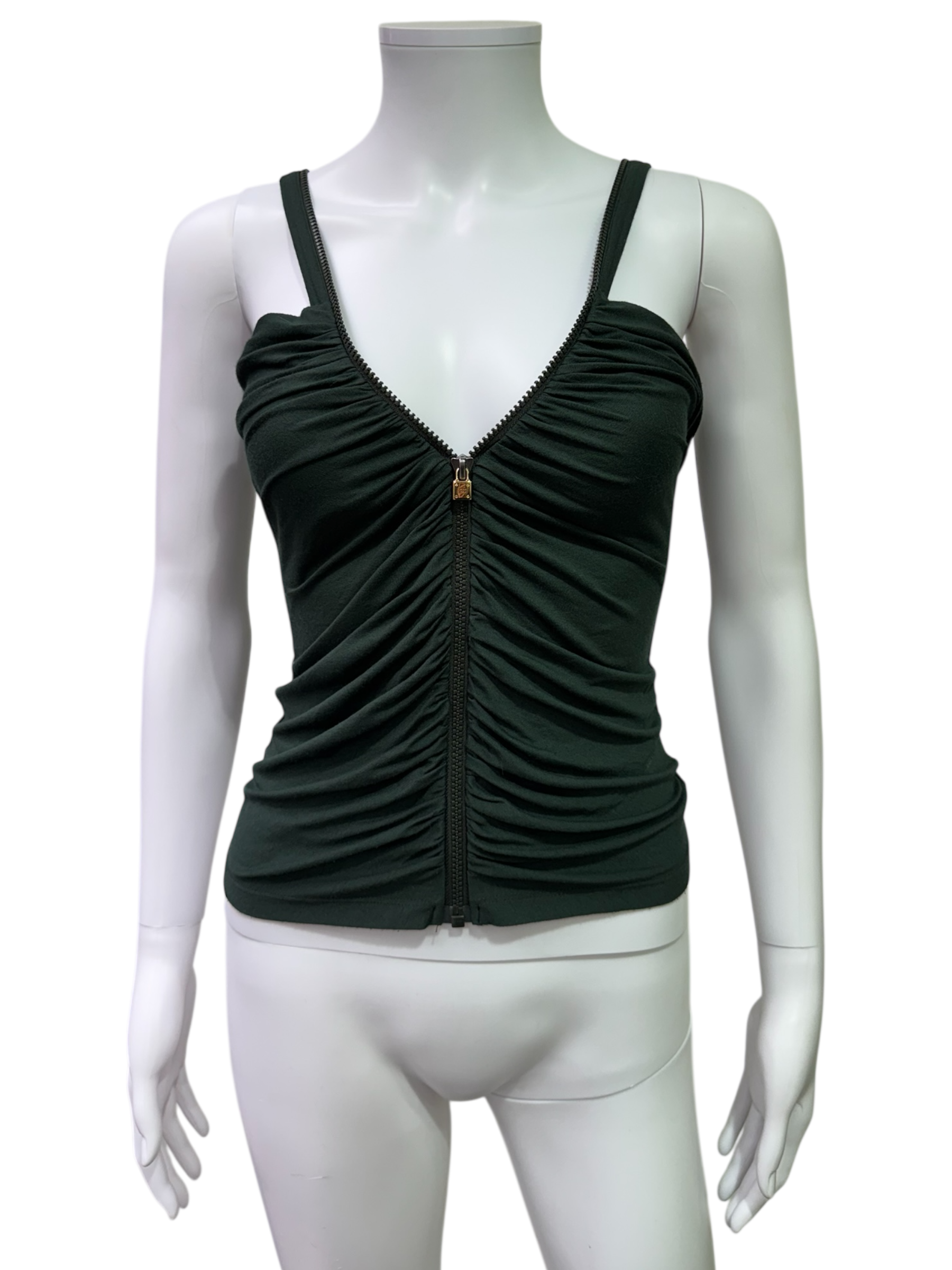 Italian Brand Deep Green Top With Zip Detail
