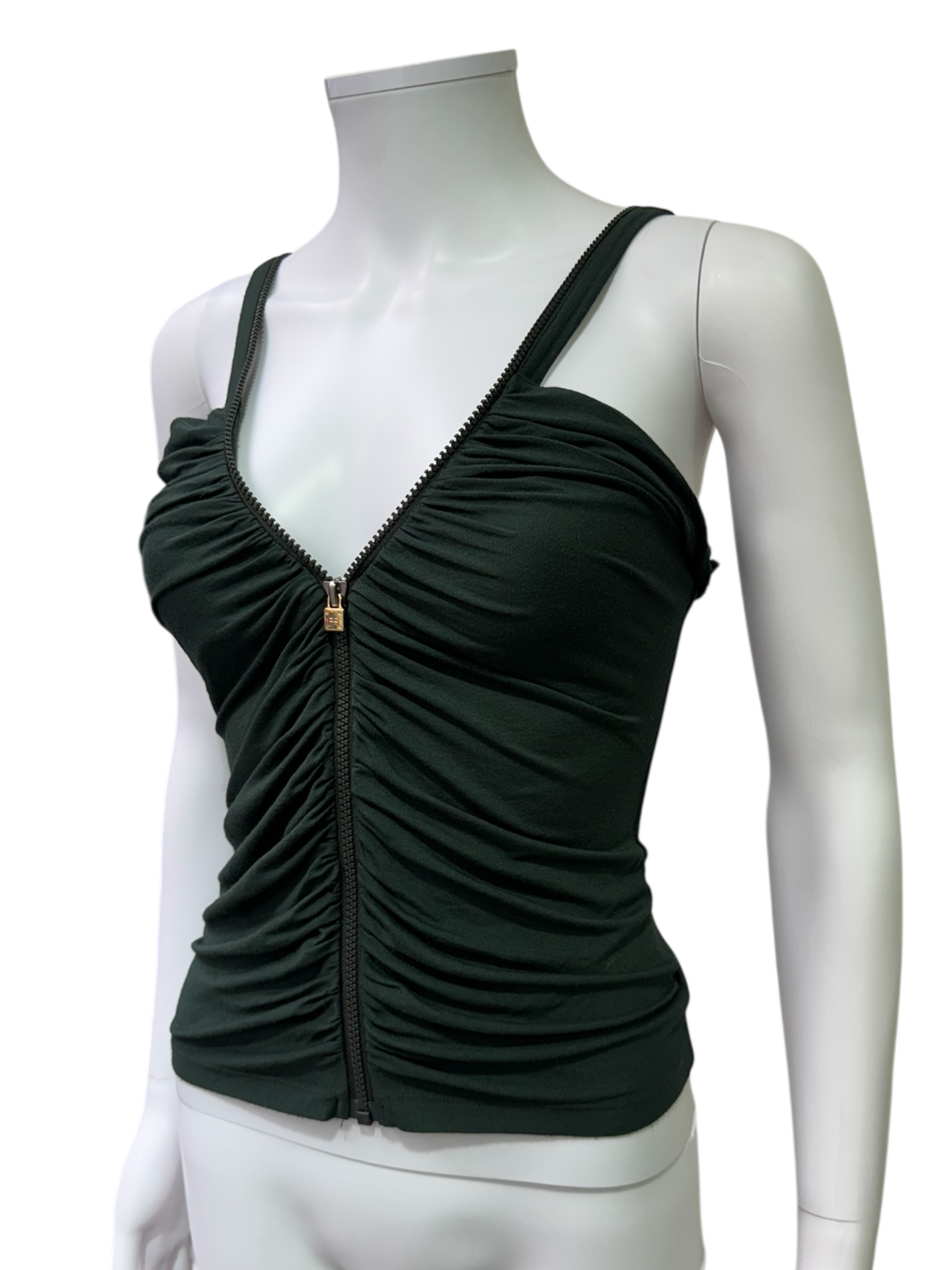 Italian Brand Deep Green Top With Zip Detail