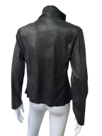 Black Asymmetric Zip Jacket – Leather Look