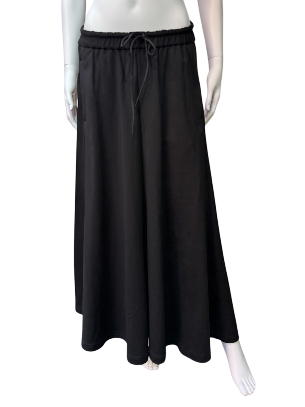 Y-3 Black Maxi Skirt with Mesh Side Stripes