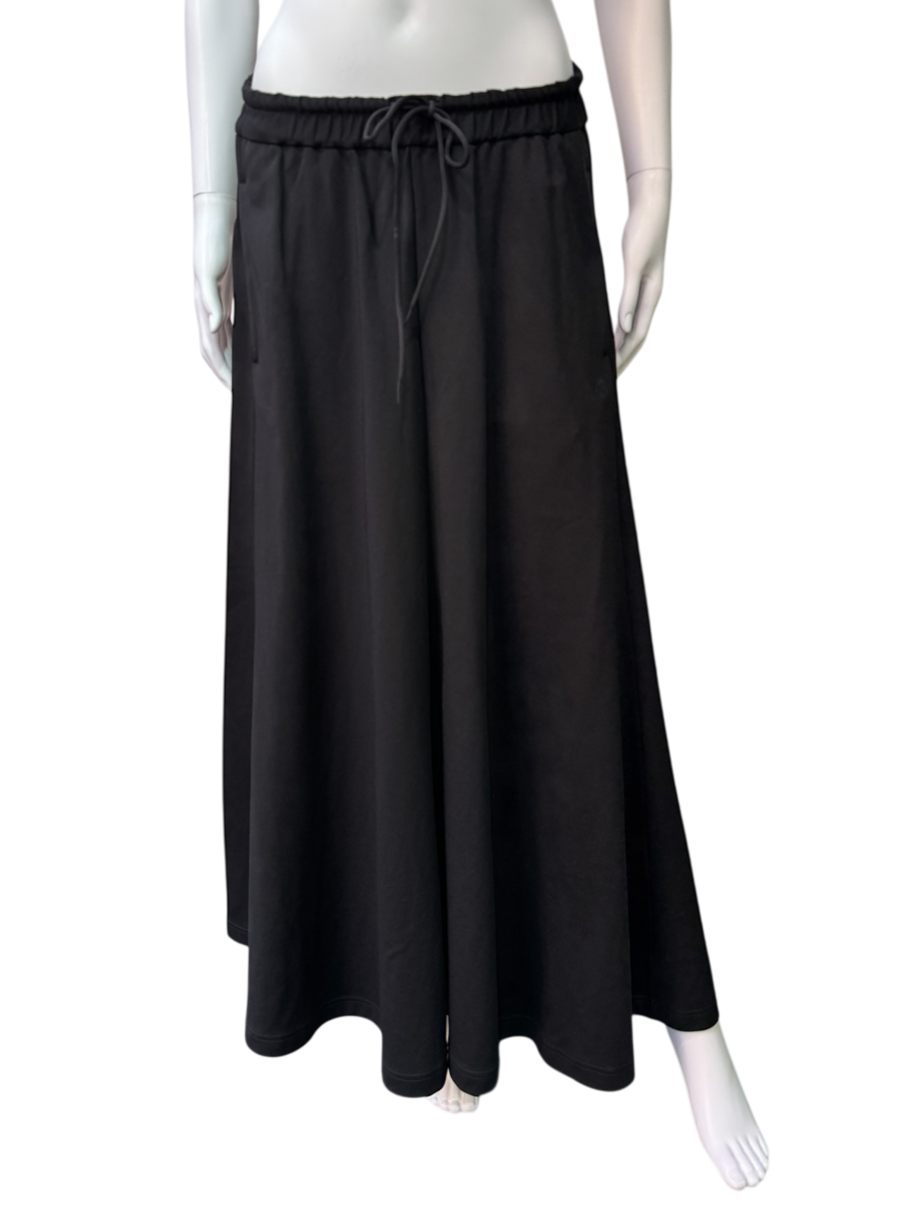 Y-3 Black Maxi Skirt with Mesh Side Stripes