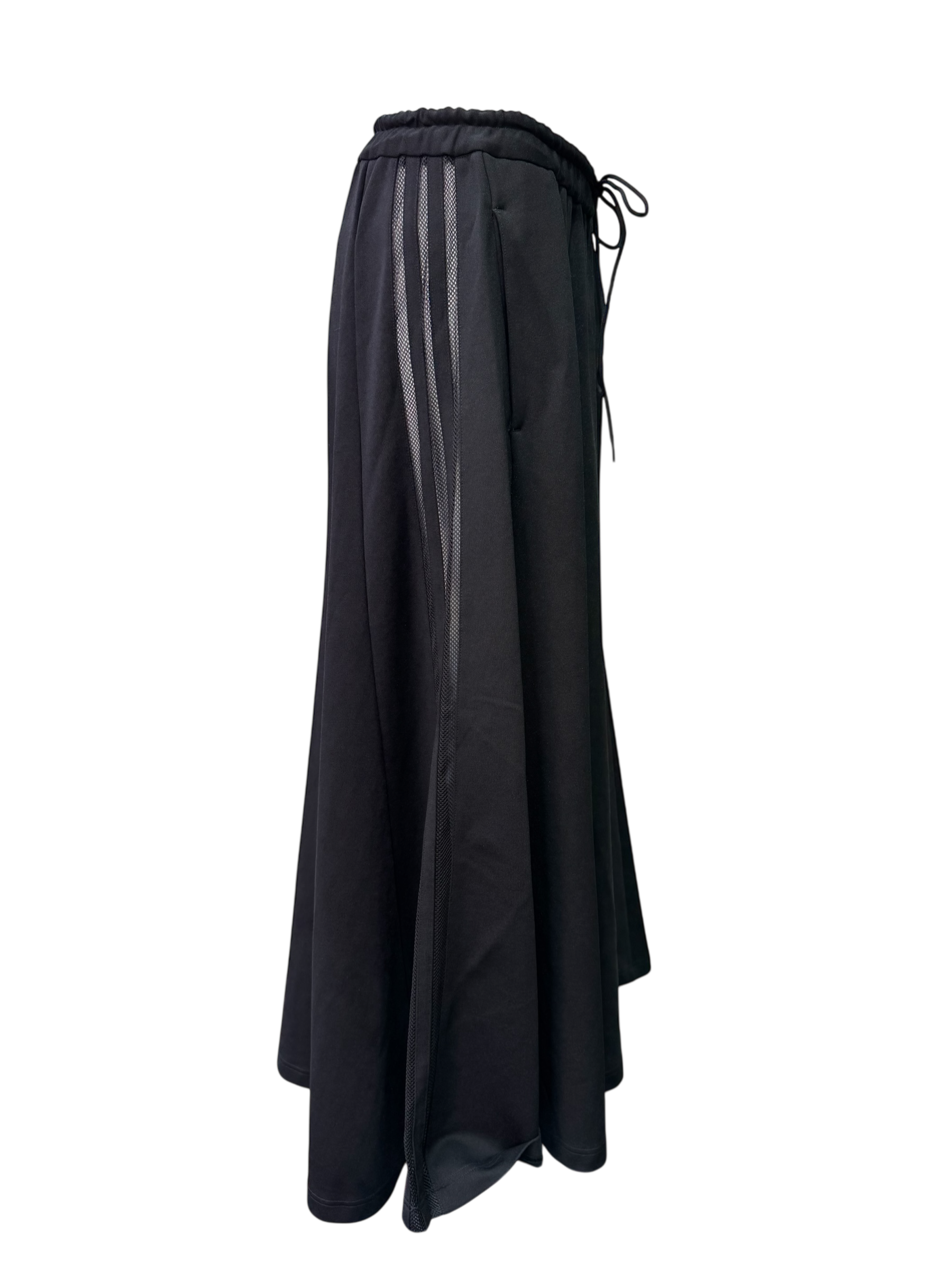 Y-3 Black Maxi Skirt with Mesh Side Stripes