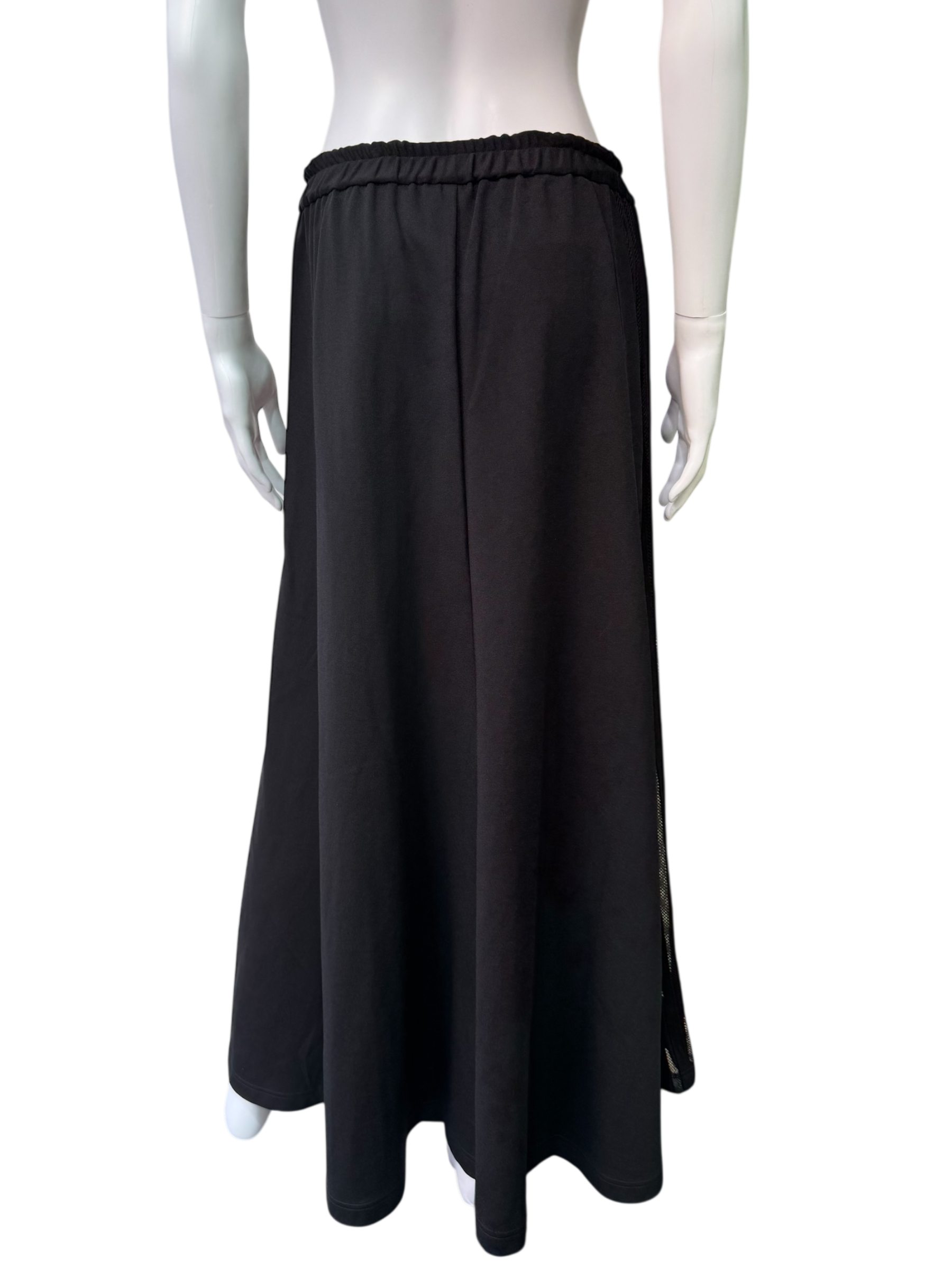 Y-3 Black Maxi Skirt with Mesh Side Stripes