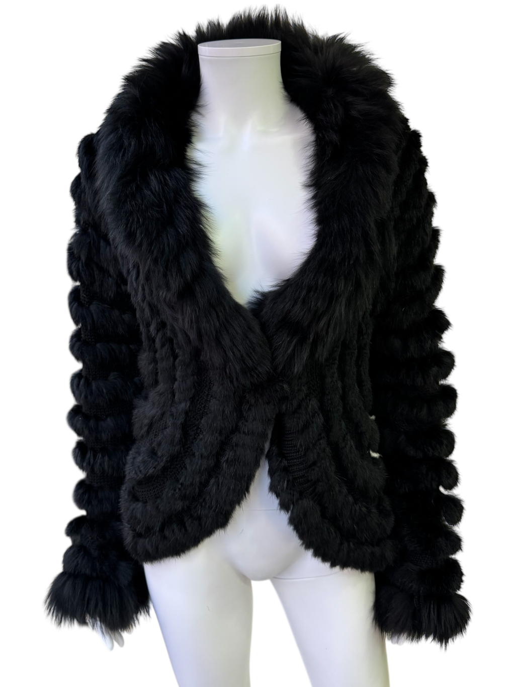 Vintage Black Fur Knit Cardigan