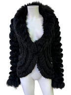 Vintage Black Fur Knit Cardigan