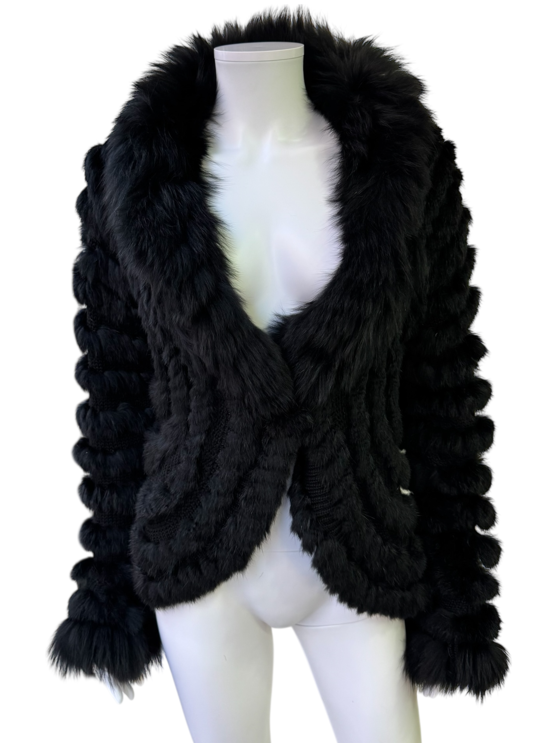 Vintage Black Fur Knit Cardigan
