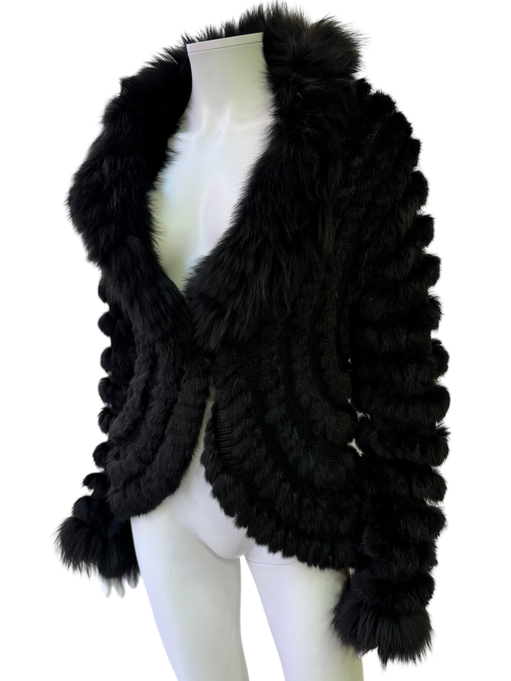 Vintage Black Fur Knit Cardigan