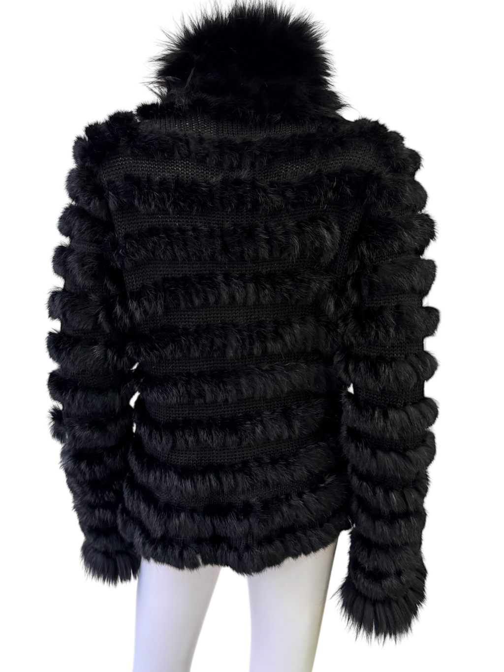 Vintage Black Fur Knit Cardigan