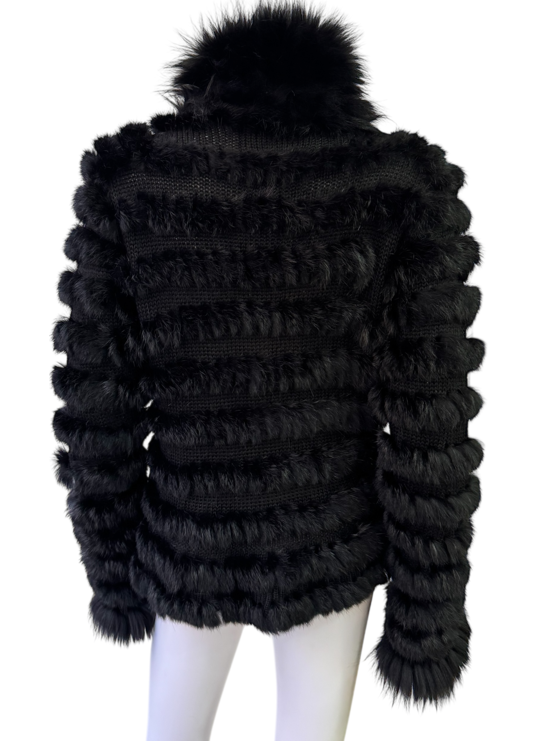 Vintage Black Fur Knit Cardigan