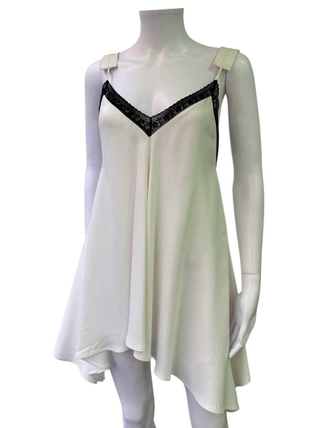 MM6 White Tunic Top with Black Lace Detail