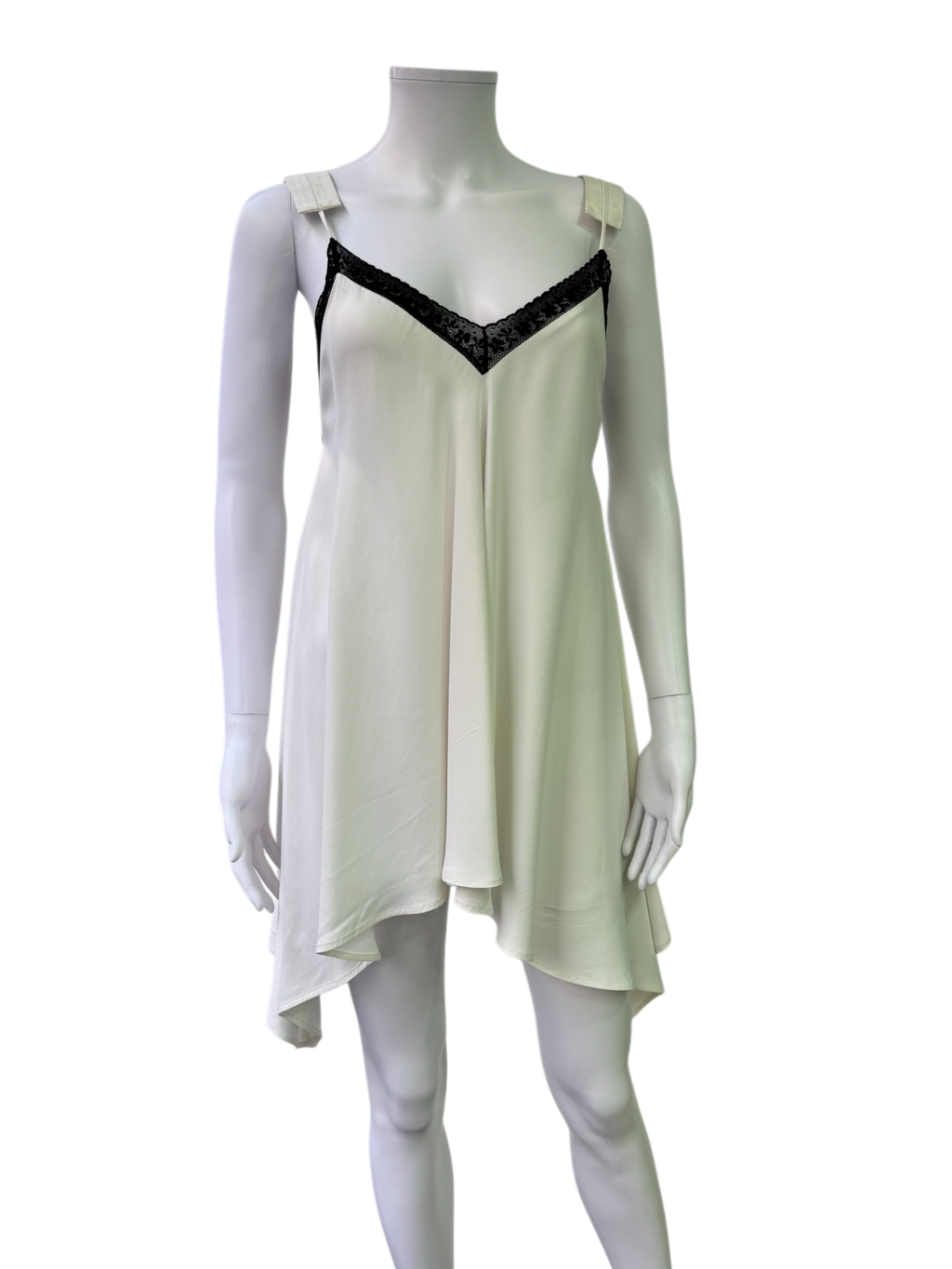 MM6 White Tunic Top with Black Lace Detail