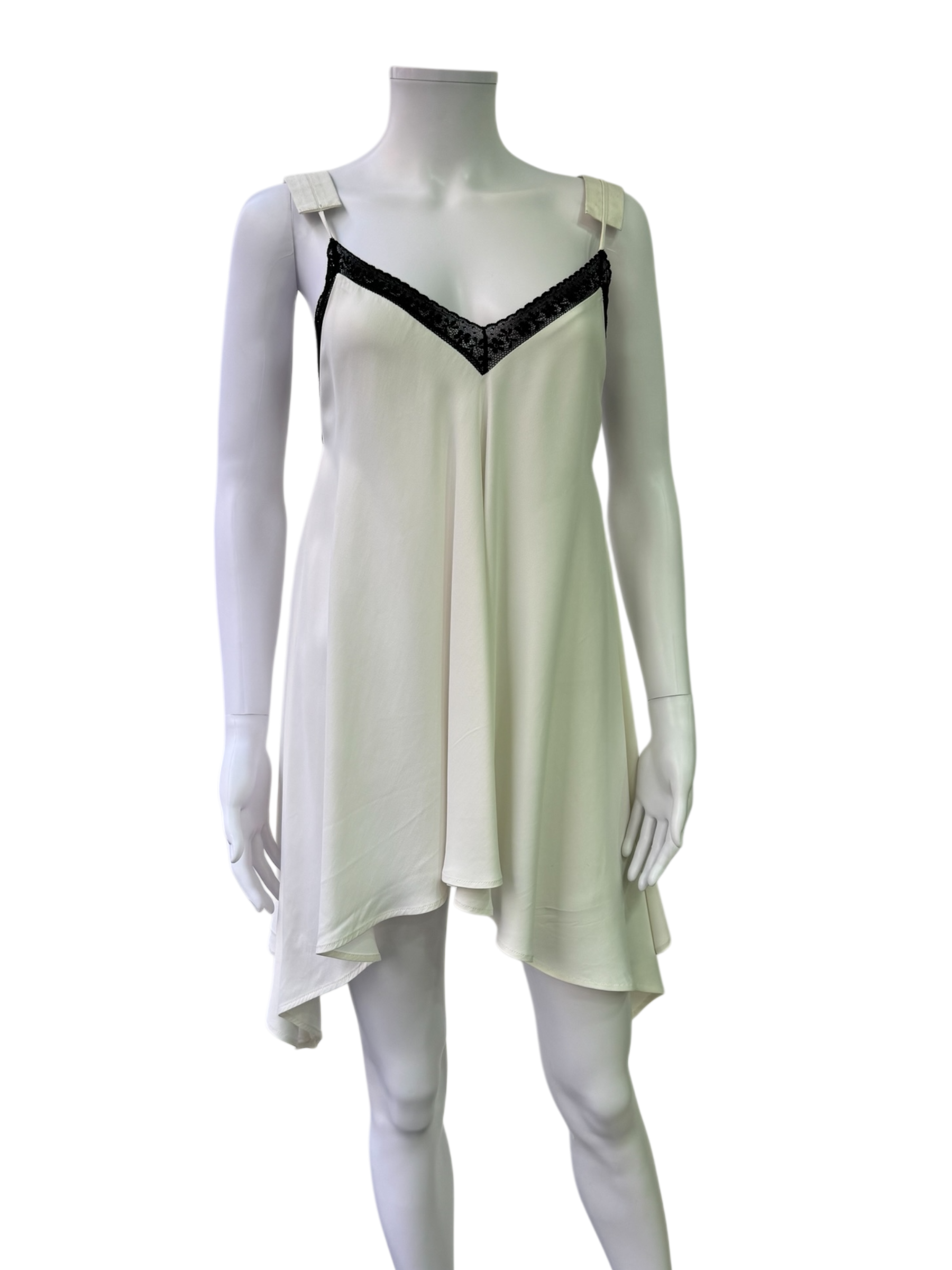 MM6 White Tunic Top with Black Lace Detail