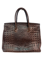 Brown Croco-Embossed Firkin Bag
