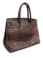 Brown Croco-Embossed Firkin Bag