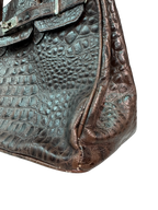 Brown Croco-Embossed Firkin Bag