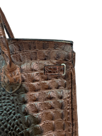 Brown Croco-Embossed Firkin Bag