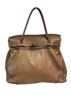 Beige Leather Firkin Bag