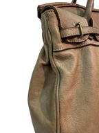 Beige Leather Firkin Bag