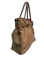 Beige Leather Firkin Bag