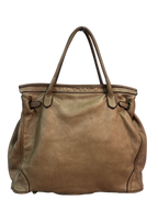 Beige Leather Firkin Bag
