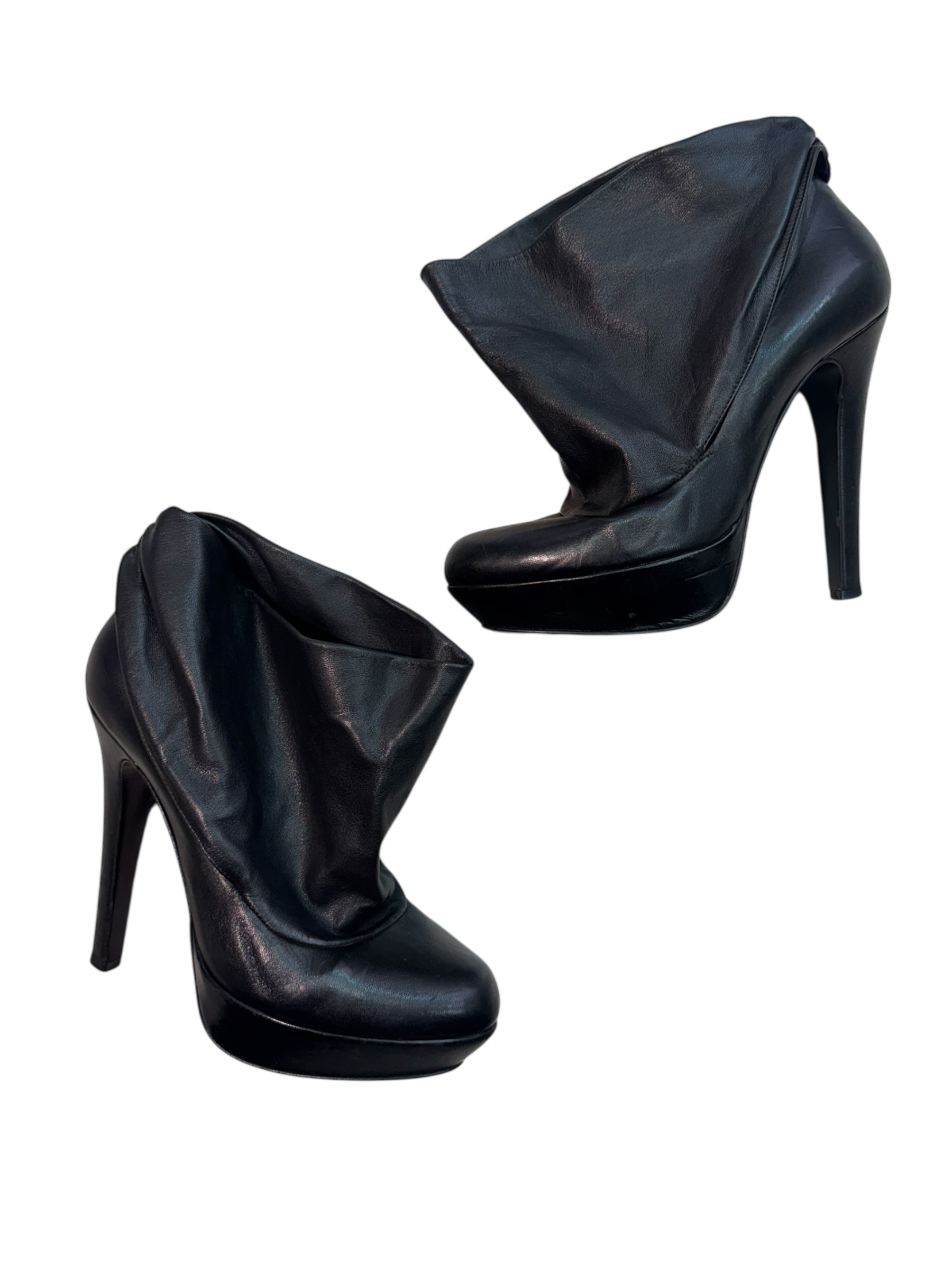Leather Heels With Draped Detail