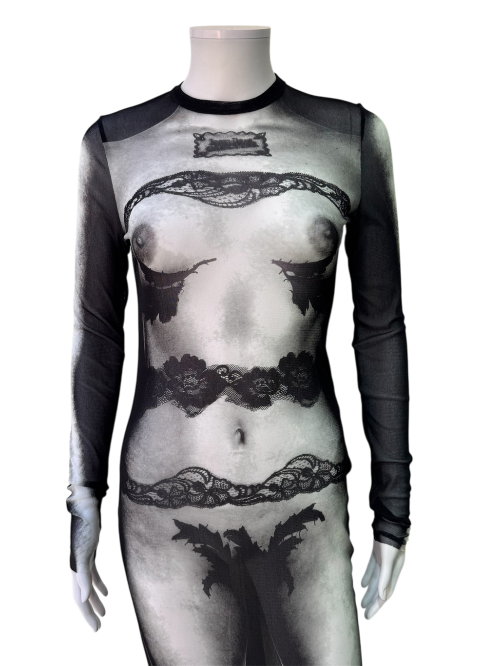 JPG mesh long-sleeve dress