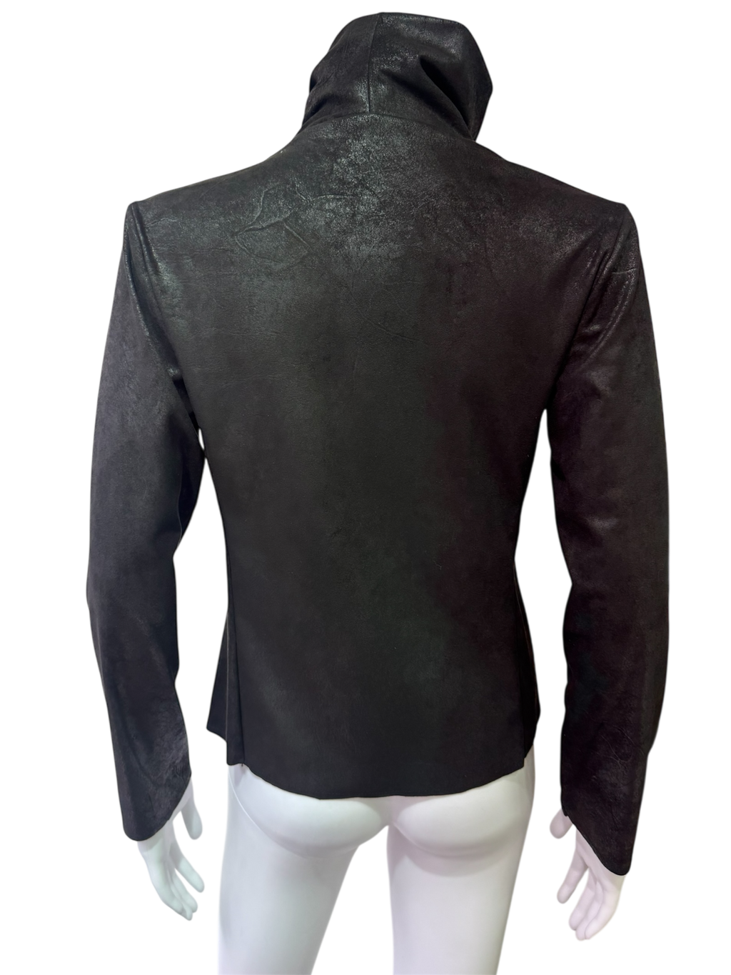 Black Asymmetric Zip Jacket – Leather Look