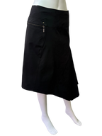 Black asymmetric midi skirt