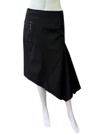 Black asymmetric midi skirt