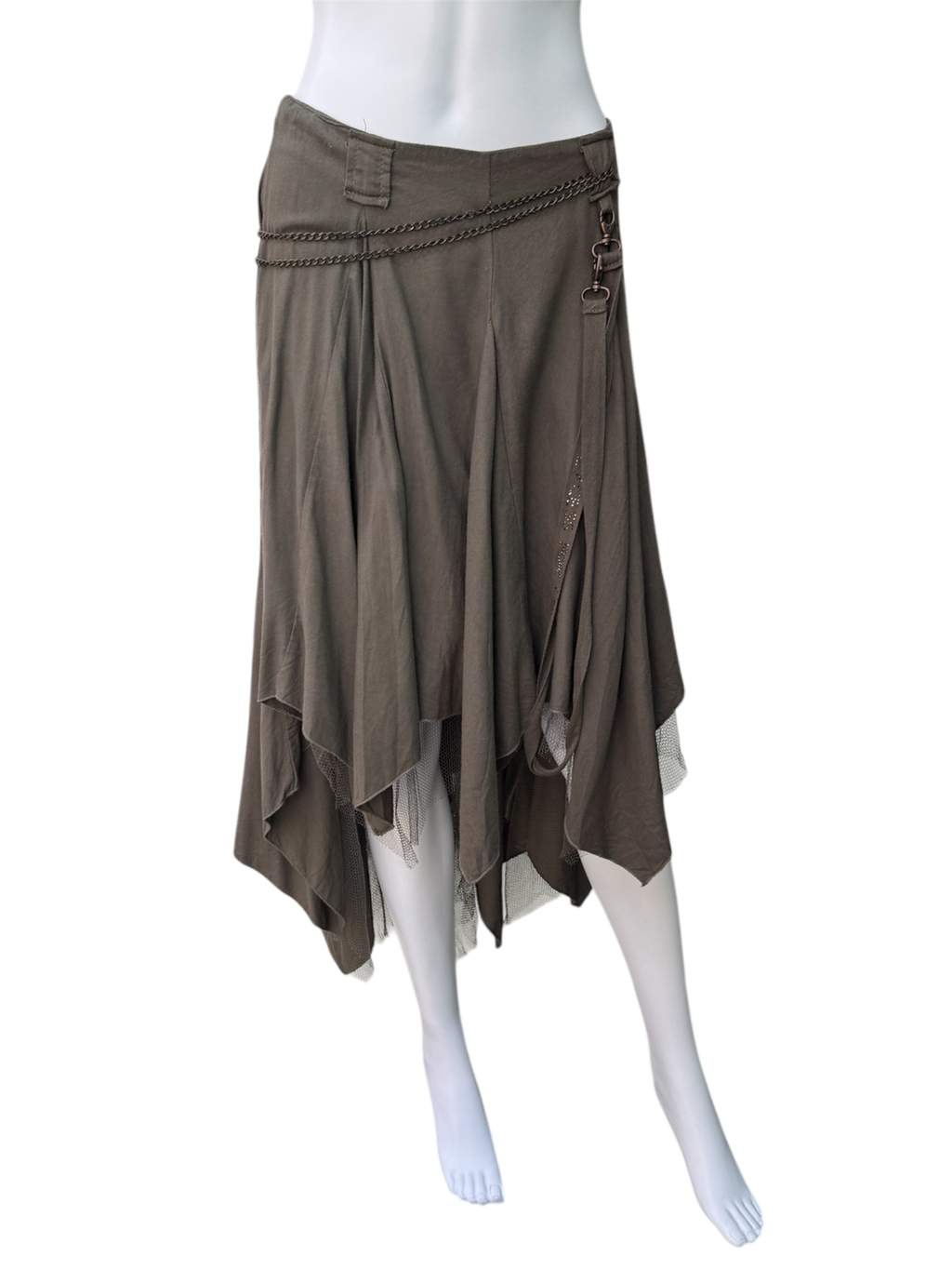 Italian brand asymmetric khaki skirt