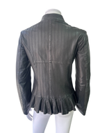 Leather Fitted Leather Jacket with Hook Closure
