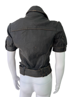 Miss Sixty  Distressed Short-Sleeve Leather Biker Jacket with Belt