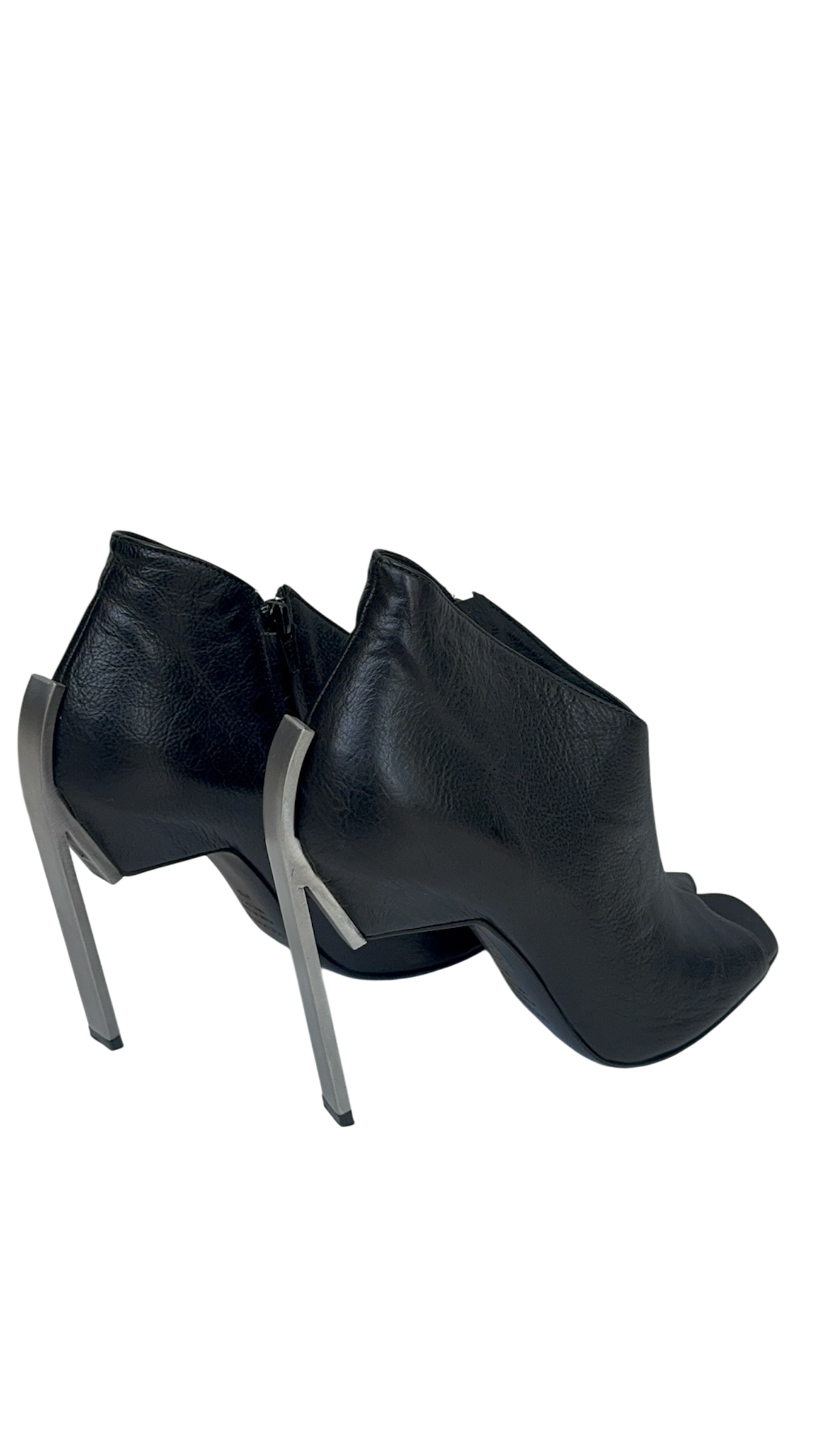 Metal Heel Open Toe Ankle Boots