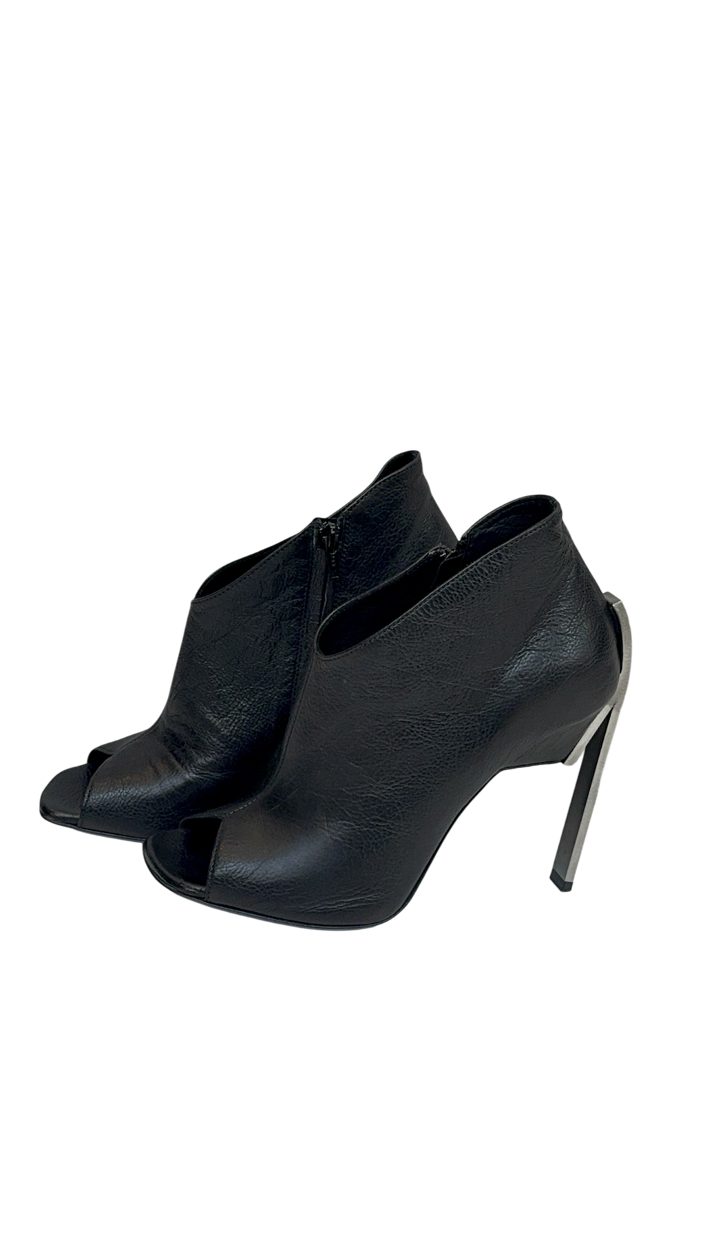 Metal Heel Open Toe Ankle Boots