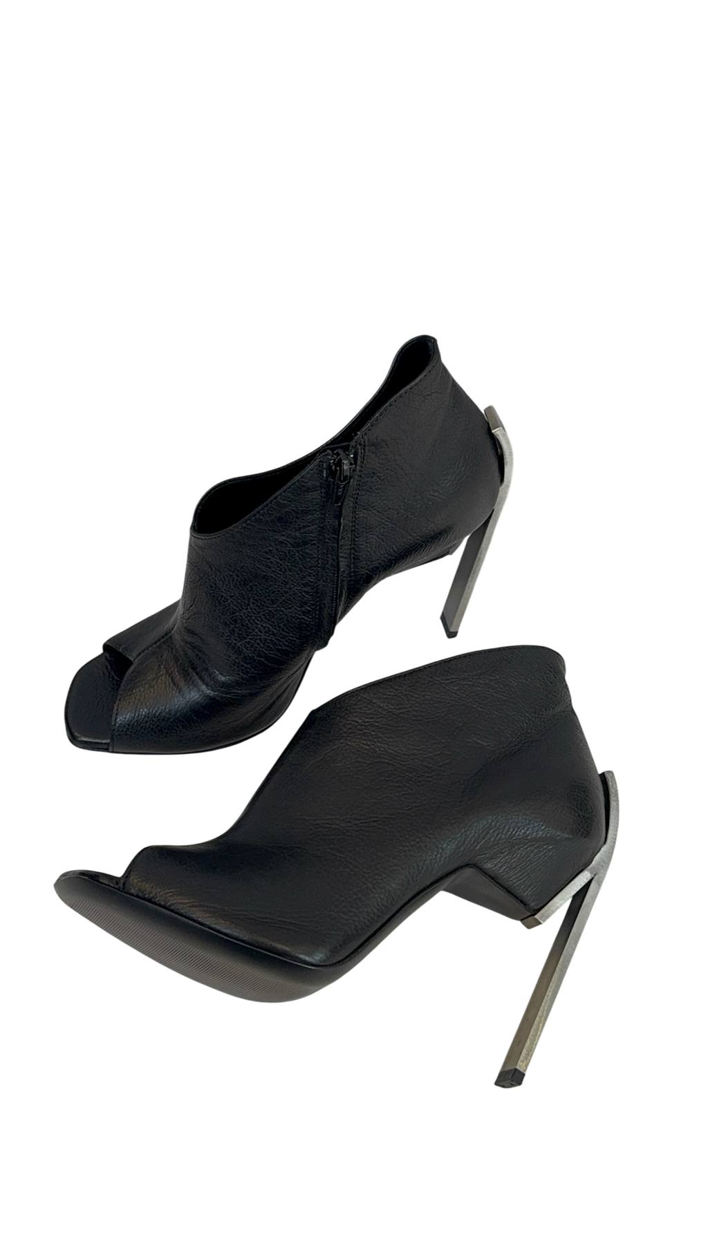 Metal Heel Open Toe Ankle Boots